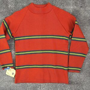 Men's Vintage 70's Ski Country Colorado Knitting Mills Orange Wool Sweater Sz M